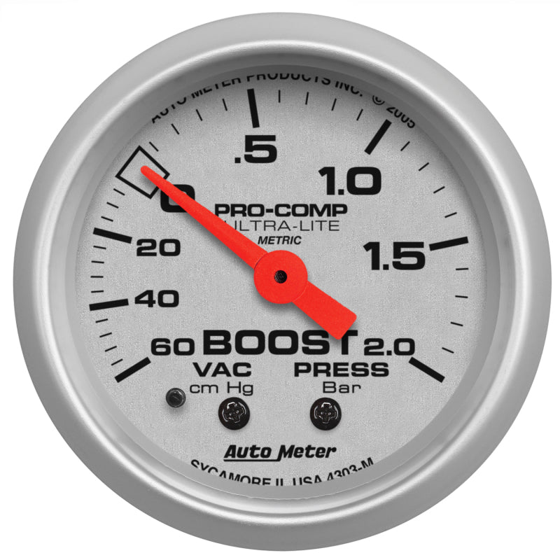 Autometer Ultra-Lite 52mm 60cm/HG-2.0Bar Mechanical Vacuum/Boost Gauge 4303-M