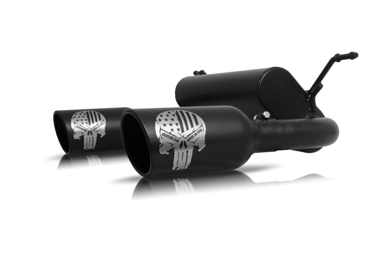 Gibson 18-20 Jeep Wrangler Sport 3.6L 2.5in Patriot Skull Series Cat-Back Dual Exhaust - Blk Ceramic - eliteracefab.com