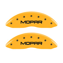 Load image into Gallery viewer, MGP Front set 2 Caliper Covers Engraved Front MOPAR Yellow finish black ch