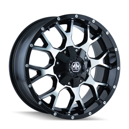 Mayhem 8015 Warrior 20x9 / 8x180 BP / 0mm Offset / 124.1mm Hub Black/Machined Face Wheel Mayhem