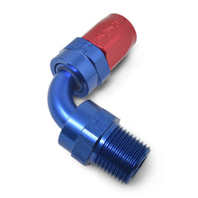 Load image into Gallery viewer, Russell Performance -10 AN Red/Blue 90 Deg Full Flow Swivel Pipe Thread Hose End (With 3/8in NPT)