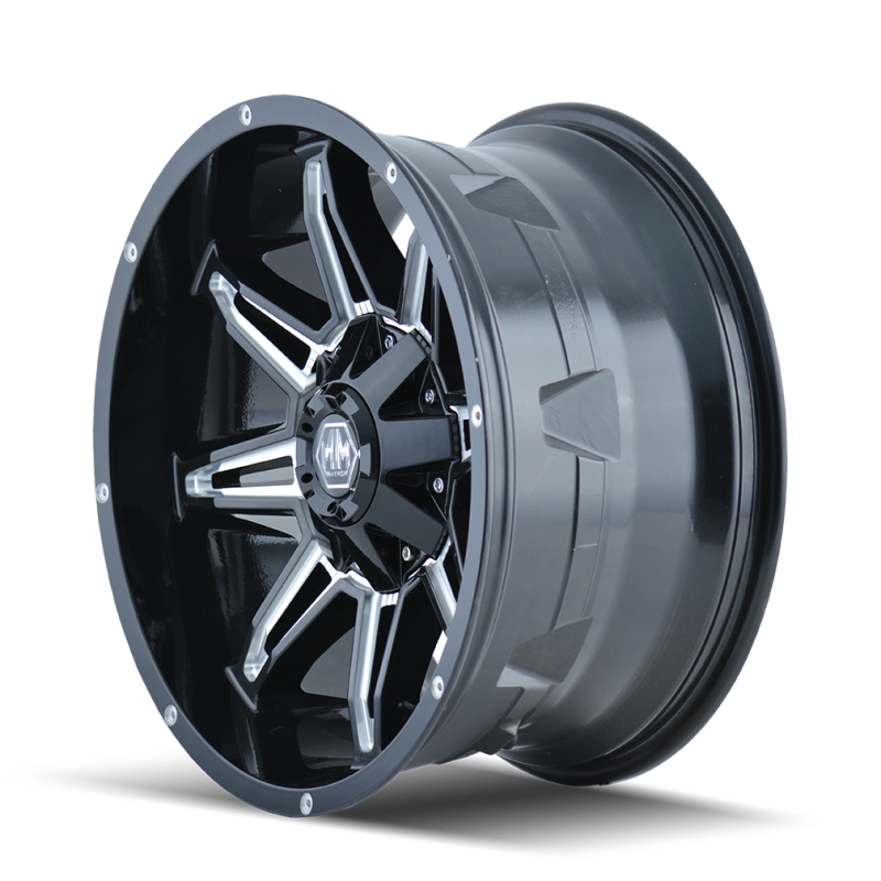 Mayhem 8090 Rampage 18x9 / 6x135 BP / 18mm Offset / 106mm Hub Black w/ Milled Spokes Wheel Mayhem