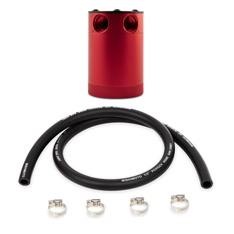 Mishimoto Compact Baffled Oil Catch Can - 2-Port - Red - eliteracefab.com