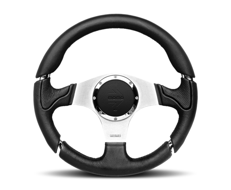 Momo Millenium Steering Wheel 350 mm - Black Leather/Black Stitch/Brshd Spokes MIL35BK1P
