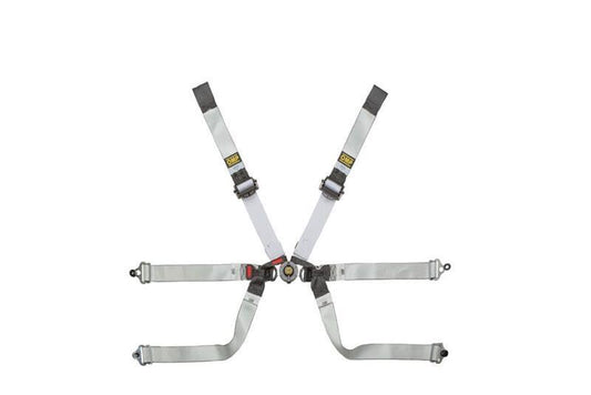 OMP ONE-D 2" Formula 6-Point Racing Harness - Black/White - FIA 8853-2016 - DA0-0104-A01-076