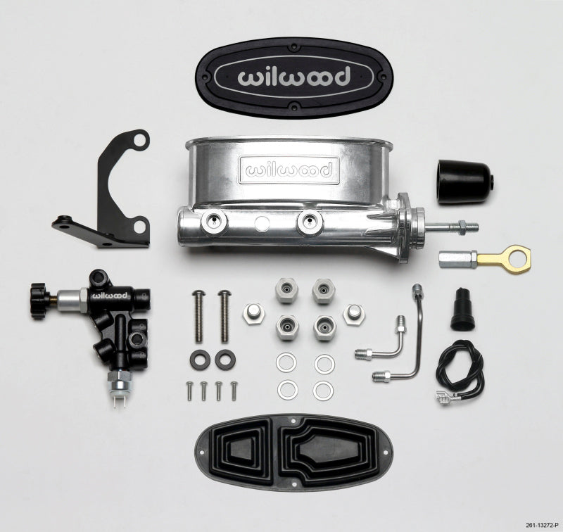 Wilwood HV Tandem M/C Kit w L/H Bracket & Prop Valve - 7/8in Bore Ball Burn.-W/Push Wilwood