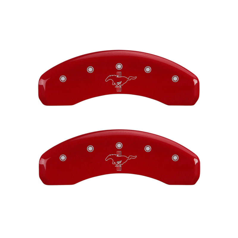 MGP 4 Caliper Covers Engraved Front 2015/Mustang Engraved Rear 2015/Bar & Pony Red/Silve 19in. Min - eliteracefab.com