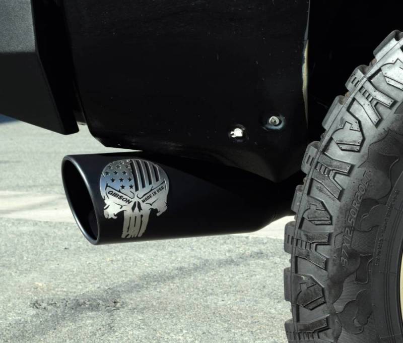 Gibson 07-19 Toyota Tundra SR5 5.7L 4in Patriot Skull Series Cat-Back Single Exhaust - Stainless - eliteracefab.com