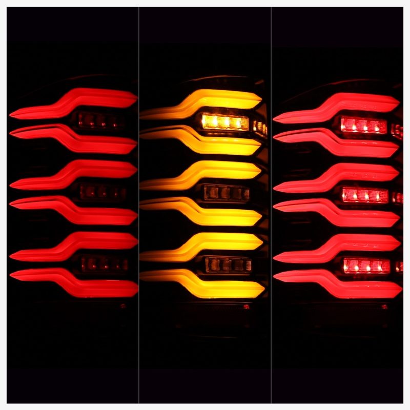 AlphaRex 620040 14-18 Chevy Silverado 1500 Luxx-Series LED Tail Lights Alpha-Black w/Activ Light/Seq Signal