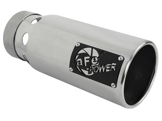 aFe SATURN 4S 4in SS Intercooled Exhaust Tip - Polished 4in In x 5in Out x 12in L Bolt-On - eliteracefab.com