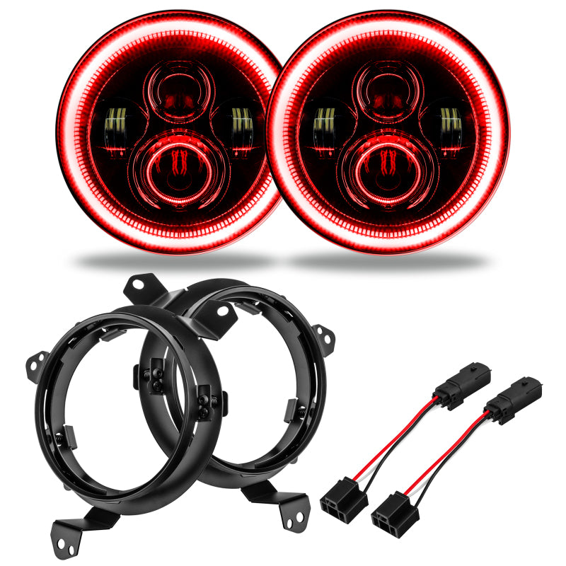 Oracle Jeep Wrangler JL/Gladiator JT 7in. High Powered LED Headlights (Pair) - Red - eliteracefab.com