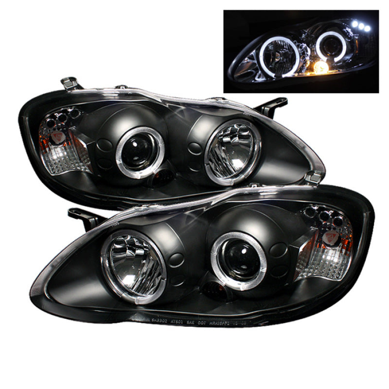 Spyder Toyota Corolla 03-08 Projector Headlights LED Halo- LED Blk - Low H1 PRO-YD-TC03-HL-BK - eliteracefab.com