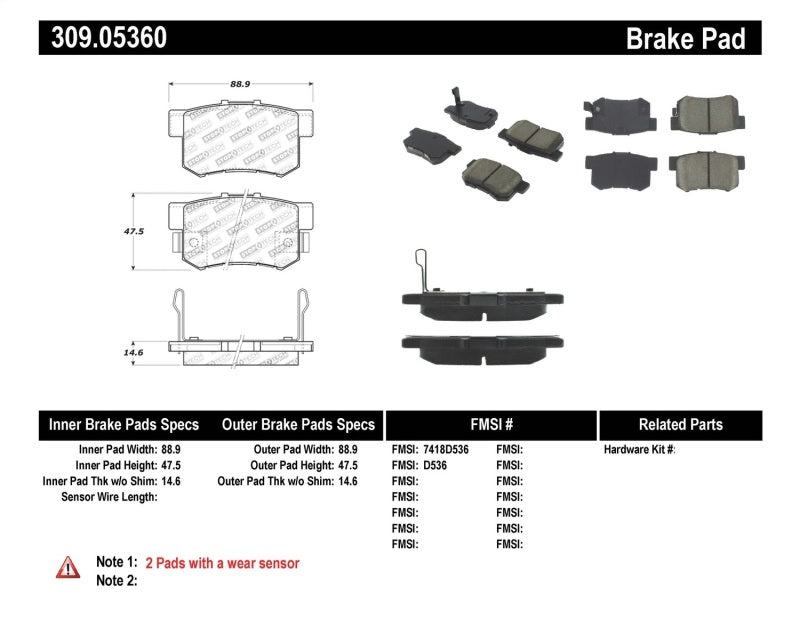 StopTech Performance 08-10 Honda Accord EX/EX-L Coupe / 08-10 LX/LX-P/LX+ Sedan Rear Brake Pads - eliteracefab.com