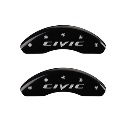 MGP Front set 2 Caliper Covers Engraved Front 2015/Civic Black finish silver ch MGP