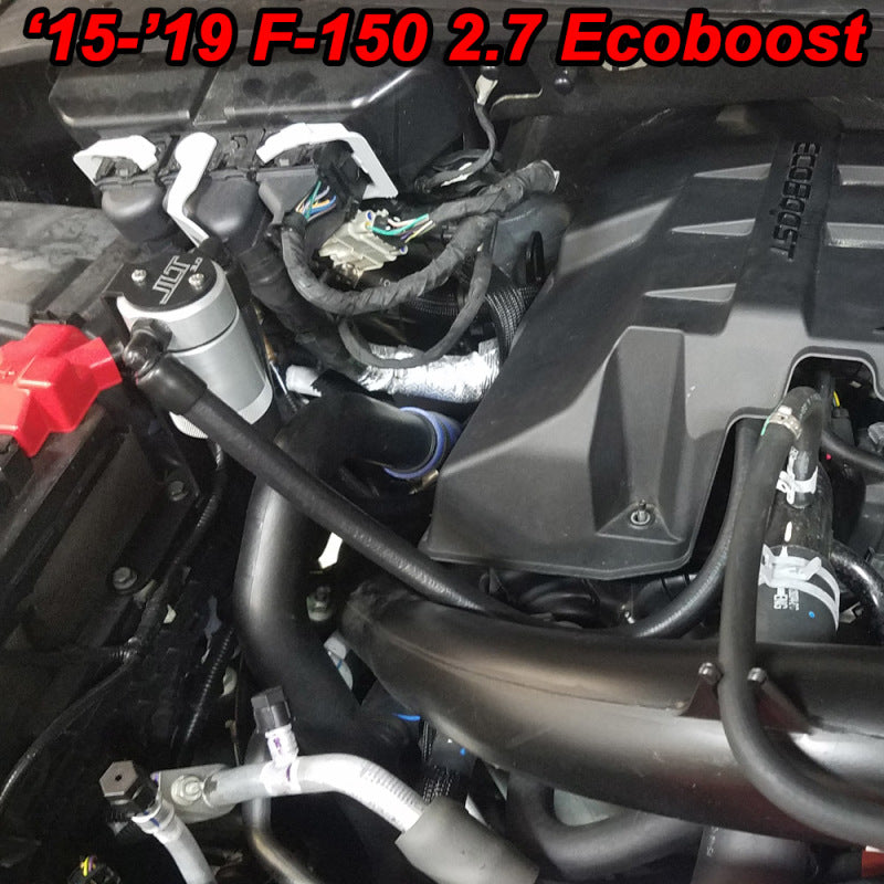 J&L 11-19 Ford F-150 2.7L/3.5L/5.0L Passenger Side Oil Separator 3.0 - Clear Anodized - eliteracefab.com