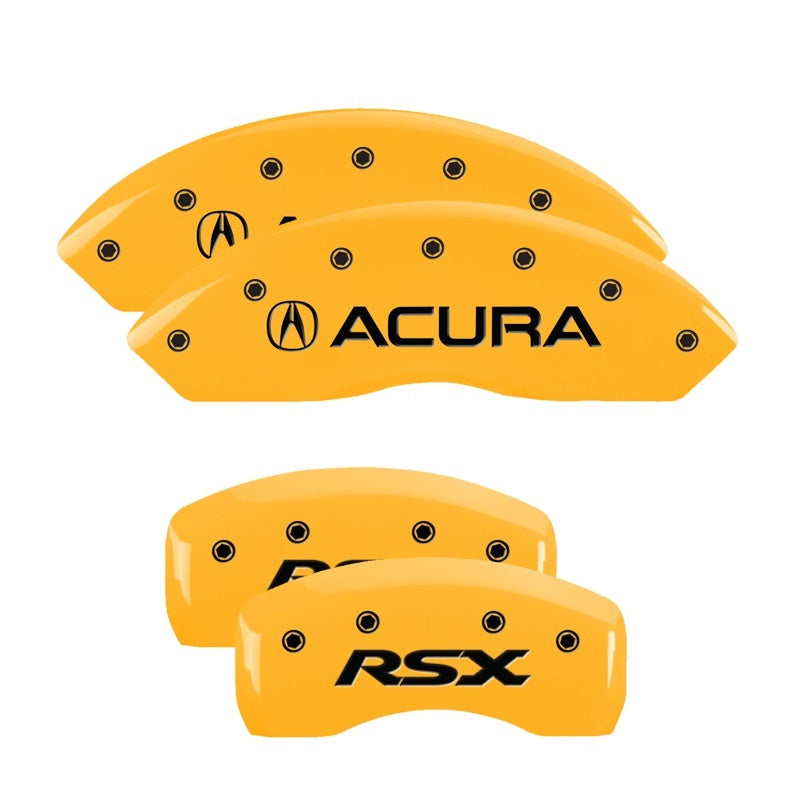 MGP 4 Caliper Covers Engraved Front Acura Rear RSX Yellow Finish Black Char 2002 Acura RSX MGP
