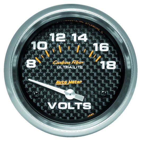 Autometer Carbon Fiber 2-5/8in 18V Electric Voltmeter Gauge 4891