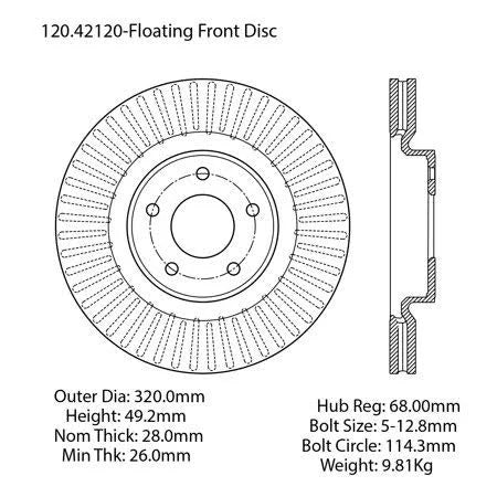 CENTRIC 13-15 NISSAN PATHFINDER FRONT PERFORMANCE ROTOR, 120.42120 - eliteracefab.com