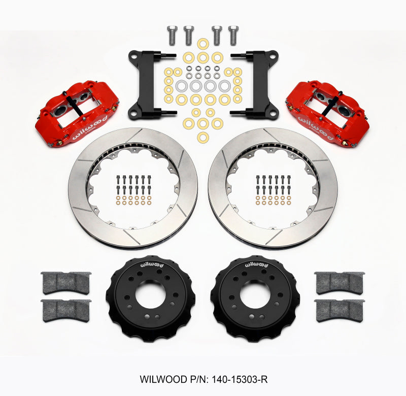 Wilwood Narrow Superlite 6R Front Hat Kit 13.06 Red 63-87 C10 w/ Wilwood Pro Spindles Wilwood