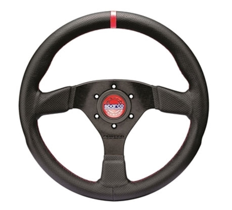 Sparco Steering Wheel R383 Champion Black Leather / Black Stitching - eliteracefab.com