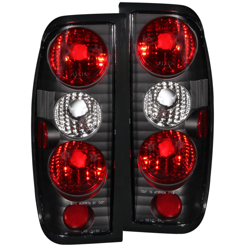 ANZO USA Nissan Frontier Taillights Black; 1998-2004 - eliteracefab.com