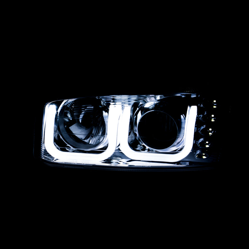 ANZO USA GMC Sierra Projector Headlights W/ U-Bar Black; 1999-2006 - eliteracefab.com