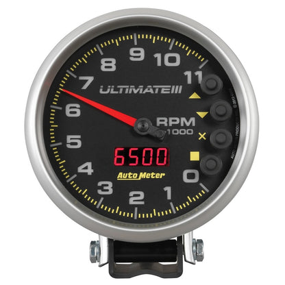 AutoMeter Gauge Tach 5in. 11K RPM Pedestal Datalogging Ultimate IIi Playback Black 6888