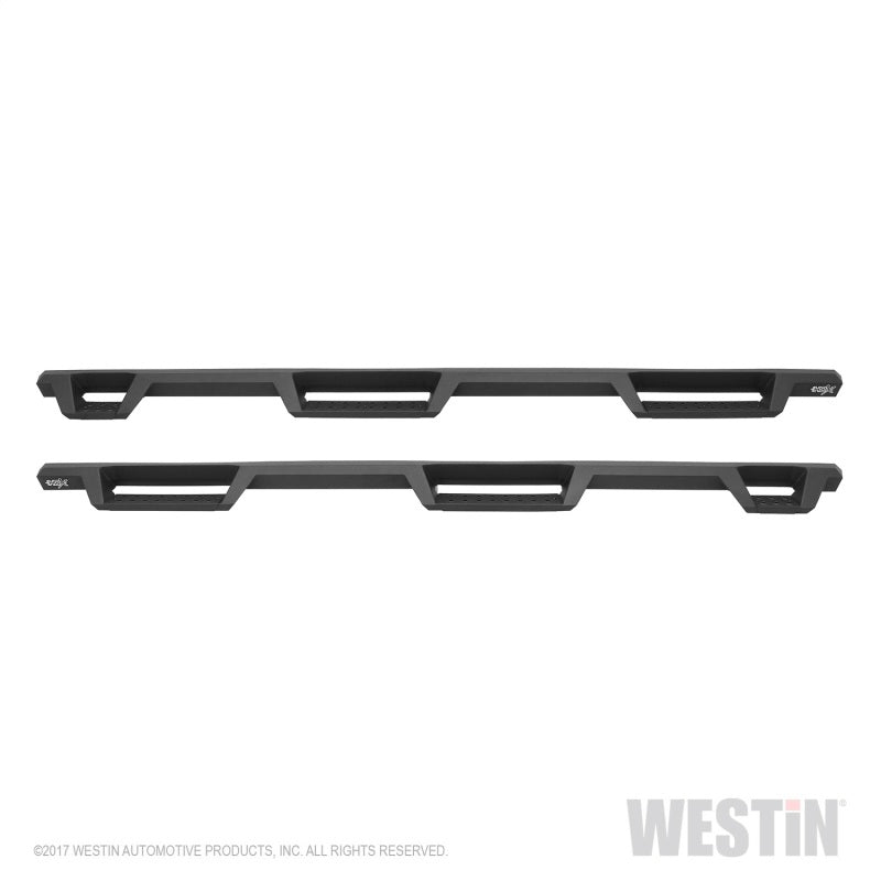 Westin 99-16 Ford F-250/350/450/550 CC (6.75ft Bed) HDX Drop Whl to Whl Nerf Step Bars - Text Blk - eliteracefab.com