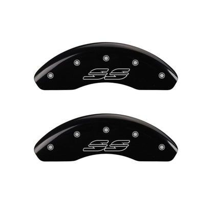 MGP 4 Caliper Covers Engraved Front & Rear Impala style/SS Black finish silver ch MGP