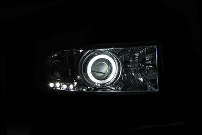 ANZO USA Dodge Ram W/O Sport Package Projector Headlights W/ Halo Chrome; 1994-2001 - eliteracefab.com