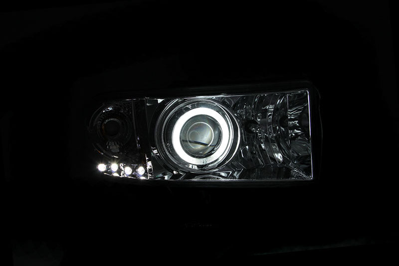 ANZO USA Dodge Ram W/O Sport Package Projector Headlights W/ Halo Chrome; 1994-2001 - eliteracefab.com