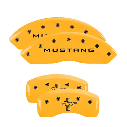 MGP 4 Caliper Covers Engraved Front Mustang Rear Bar & Pony Yellow Finish Blk Char 2004 Ford Mustang MGP