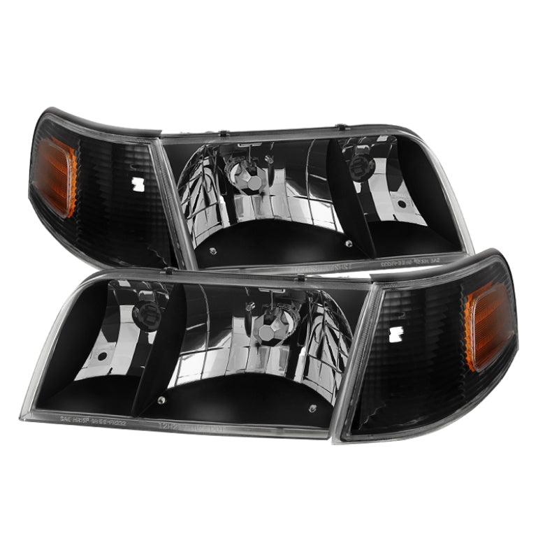 Xtune Crown Victoria 98-11 Crystal Headlights w/ Corner Lights Set Black HD-JH-CRVI98-SET-BK - eliteracefab.com