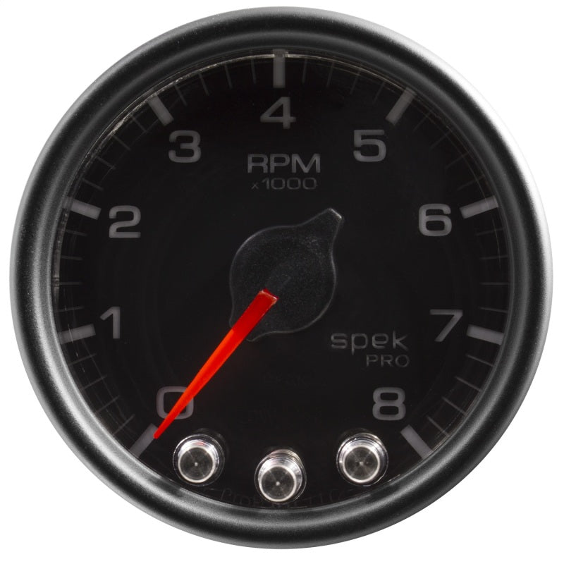 Autometer Spek-Pro Gauge Tach 2 1/16in 8K Rpm W/ Shift Light & Peak Mem Blk/Blk P33432