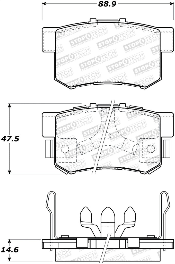 STOPTECH 05-16 HONDA CR-V STREET REAR BRAKE PADS, 308.10860 - eliteracefab.com