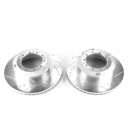 Power Stop 17-18 Ford F-450 Super Duty Rear Evolution Drilled & Slotted Rotors - Pair - eliteracefab.com