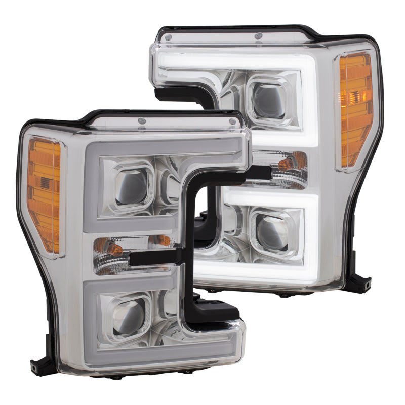 ANZO LED Headlights 17-18 Ford F-250 Super Duty Plank-Style L.E.D. Headlight Chrome (Pair) - eliteracefab.com