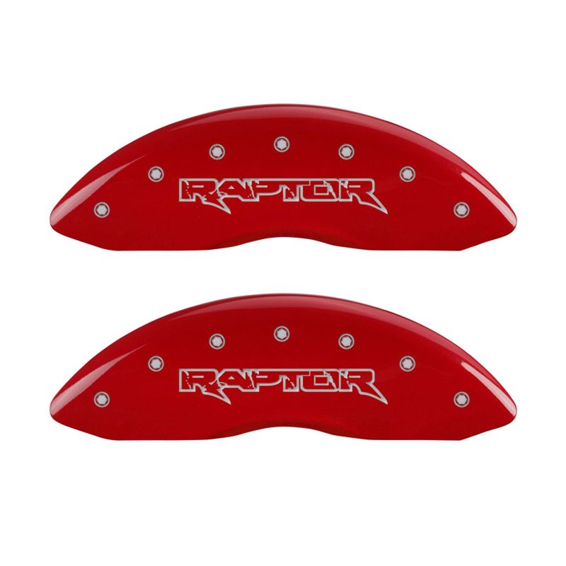 MGP 4 Caliper Covers Engraved Front & Rear Raptor Red finish silver ch MGP