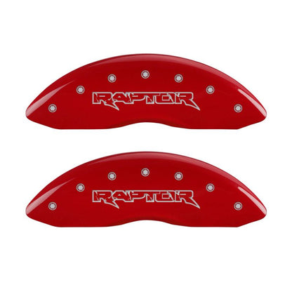 MGP 4 Caliper Covers Engraved Front & Rear Raptor Red finish silver ch MGP