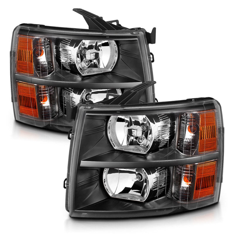 ANZO 2007-2013 Chevrolet Silverado Crystal Headlights Black - eliteracefab.com