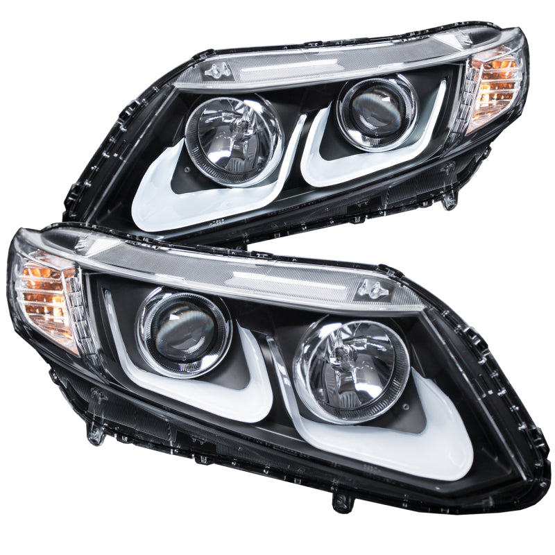 ANZO USA Honda Civic 4dr / 2dr Projector Headlights W/ U-Bar Black; 2012-2015 - eliteracefab.com