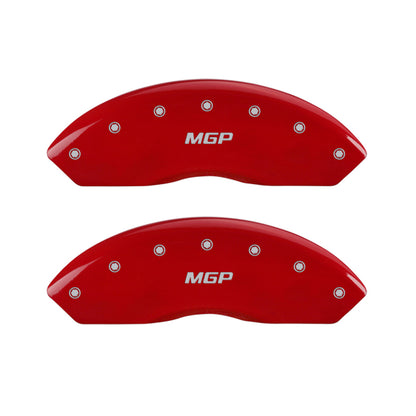 MGP 4 Caliper Covers Engraved Front & Rear GMC Red finish silver ch MGP