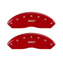 Load image into Gallery viewer, MGP 4 Caliper Covers Engraved Front RAM Engraved Rear RAMHEAD Red finish silver ch - eliteracefab.com