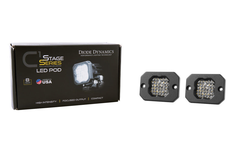 Diode Dynamics Stage Series C1 LED Pod Sport - White Flood Flush WBL (Pair)