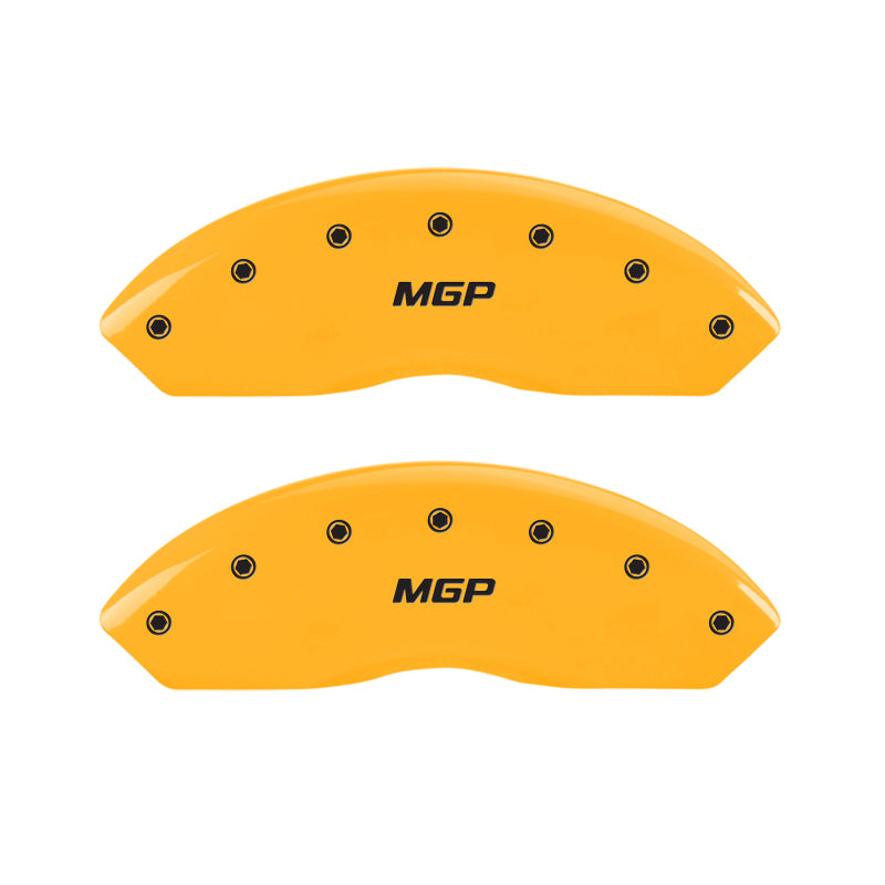 MGP 4 Caliper Covers Engraved Front & Rear MGP Yellow Finish Black Char 2005 Nissan Titan MGP