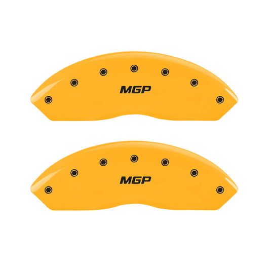 MGP 4 Caliper Covers Engraved Front & Rear MGP Yellow Finish Black Char 2004 Jeep Wrangler MGP