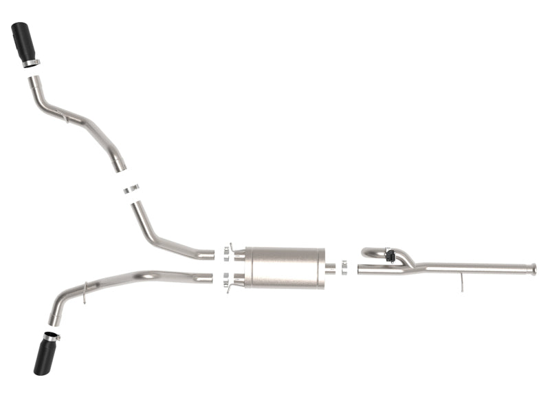 aFe Gemini XV 3in 304 SS Cat-Back Exhaust w/ Cutout 14-19 GM Trucks 4.3L/5.3L w/ Black Tips aFe