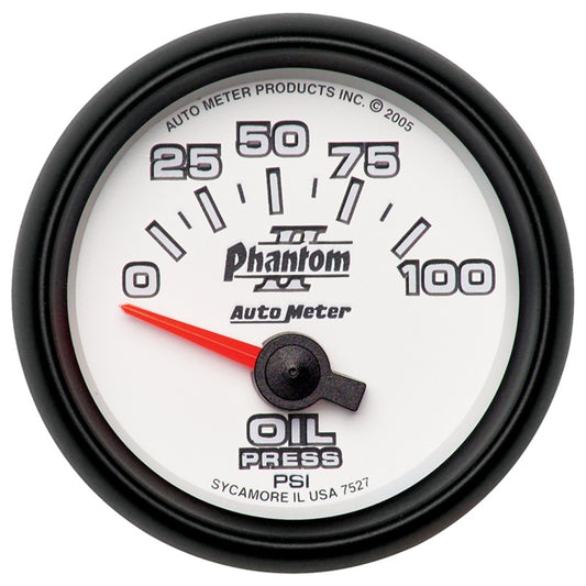 AutoMeter GAUGE; OIL PRESSURE; 2 1/16in.; 100PSI; ELECTRIC; PHANTOM II - eliteracefab.com