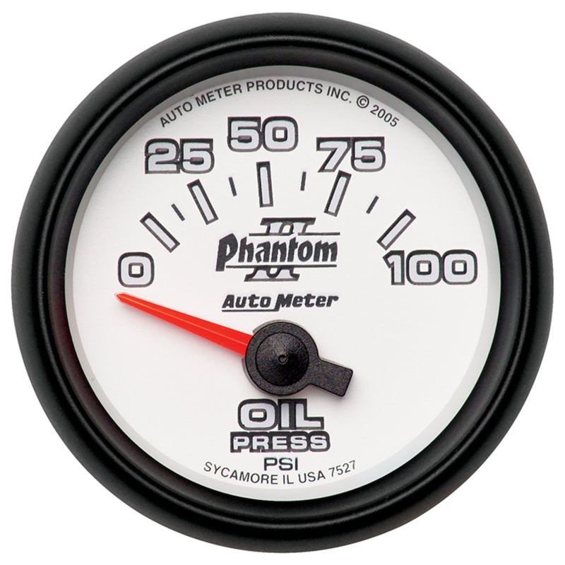 AutoMeter GAUGE; OIL PRESSURE; 2 1/16in.; 100PSI; ELECTRIC; PHANTOM II - eliteracefab.com