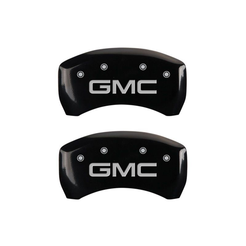 MGP 4 Caliper Covers Engraved Front & Rear GMC Black finish silver ch MGP